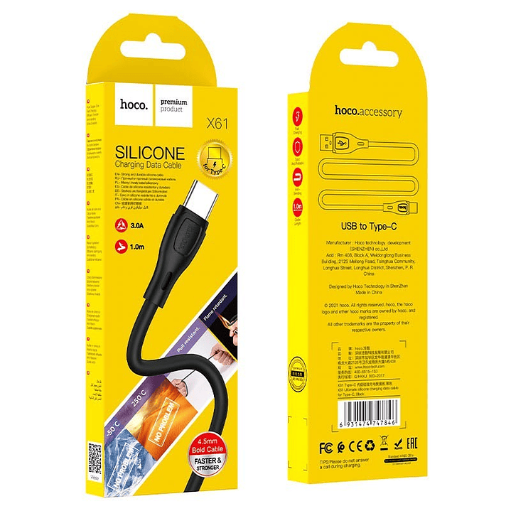Cable Hoco X61 Tipo C Faster and stronger 2