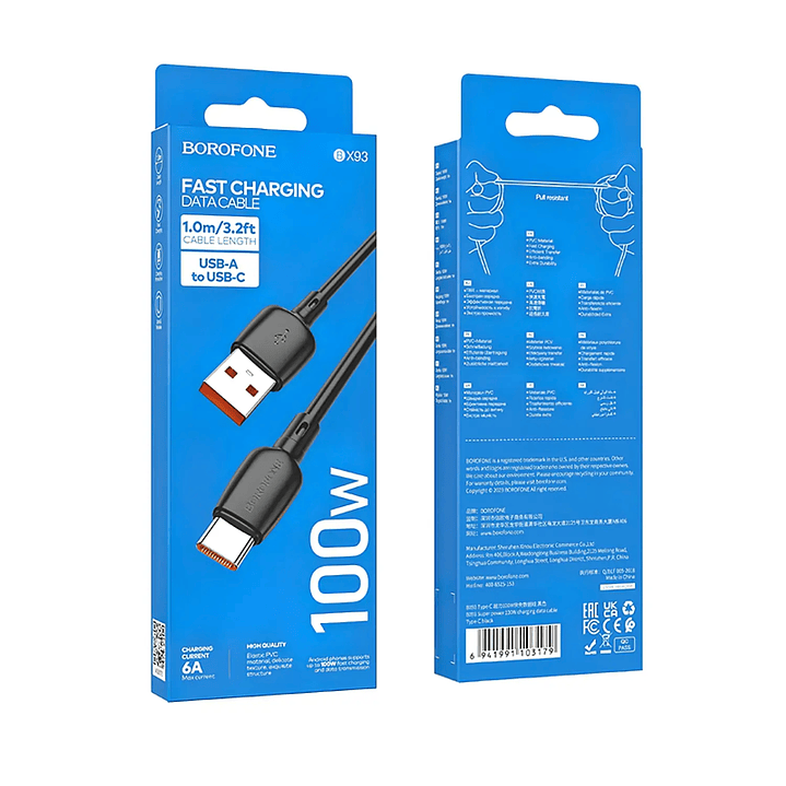 Cable Borofone BX93 Tipo C 100W Negro 4