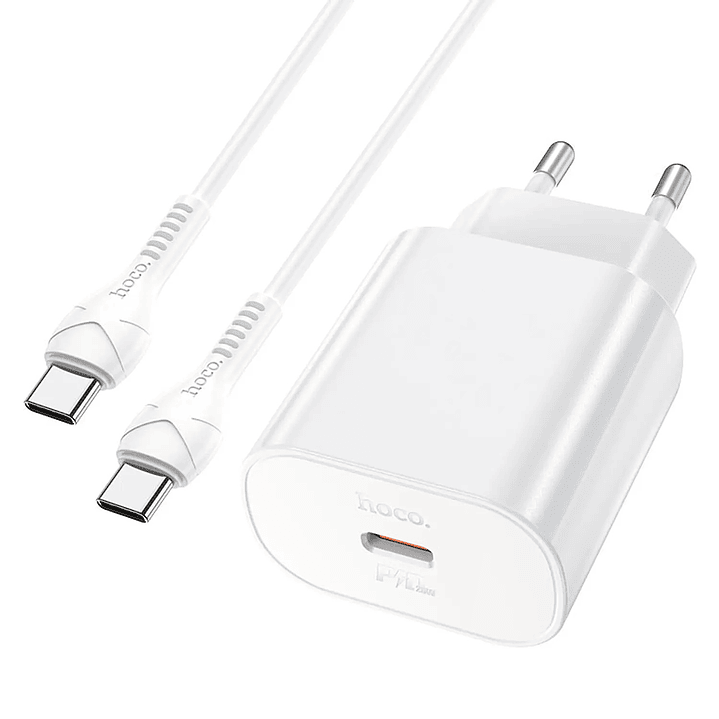 Cargador con cable USB C a C HOCO N22 PD25W BLANCO 1