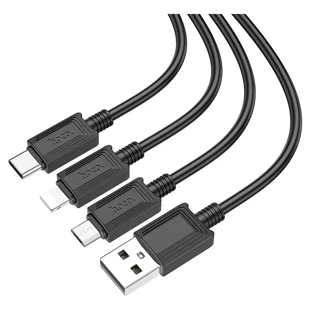 Cable USB 3 en 1 (Micro - Lightning - USB-C) Hoco X74 2