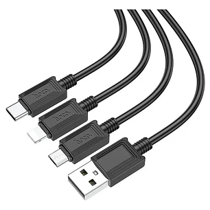 Cable USB 3 en 1 (Micro - Lightning - USB-C) Hoco X74