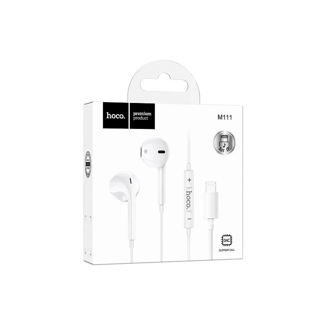 Audífonos Manos Libre HOCO M111 Primero Lightning Blanco  4