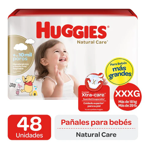 Pañales Huggies Natural Care - Talla Xxxg 48 Un Tamaño G
