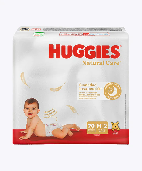 Pañal Huggies Natural Care Talla M 70 
