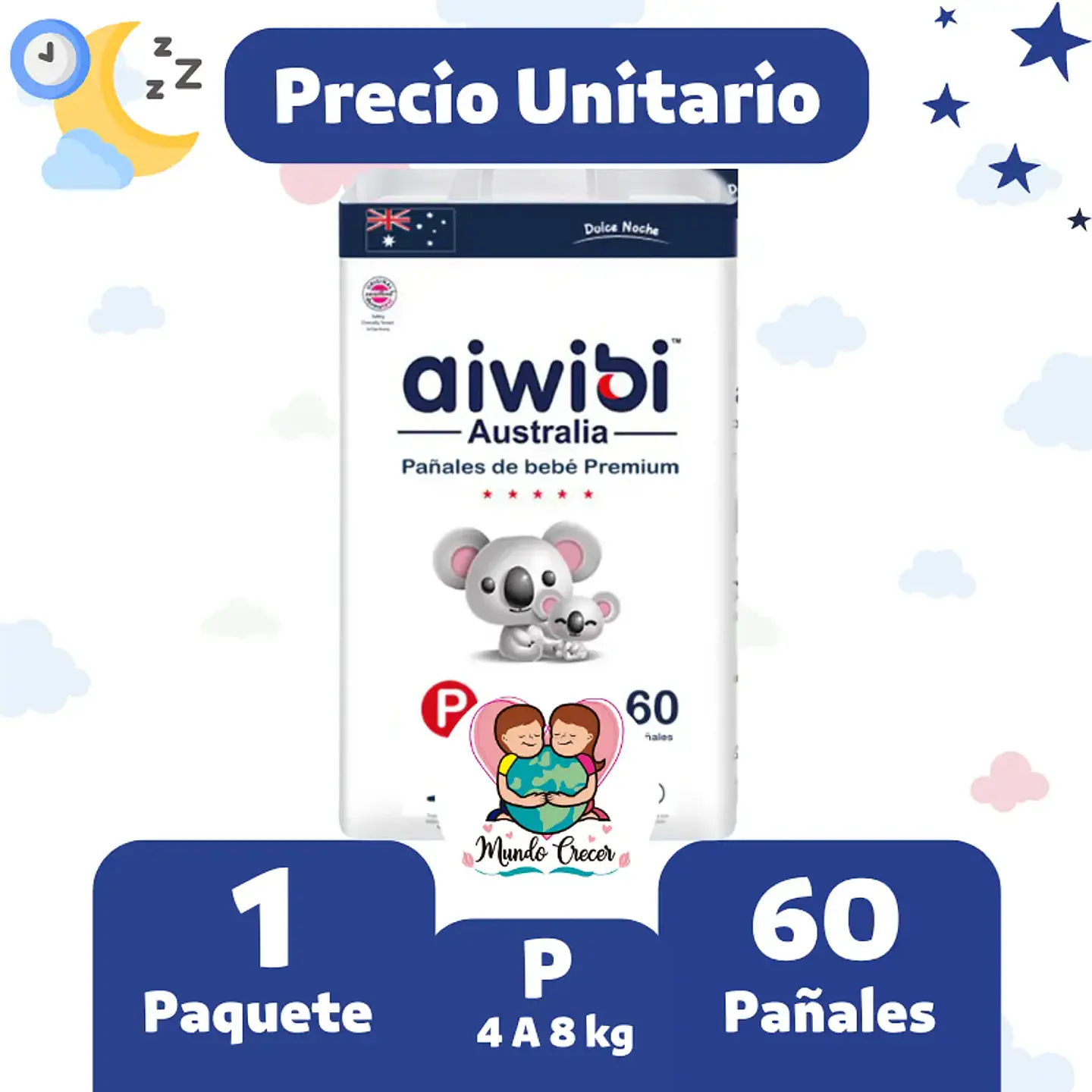Pañales Aiwibi Dulce Noche - Elige La Talla Tamaño Pequeño 60 Un. 1