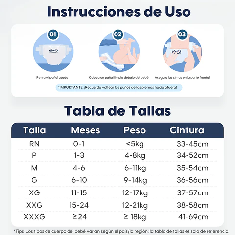 Pañales Aiwibi Dulce Noche - Elige La Talla Tamaño Pequeño (p)(60 Pañales)