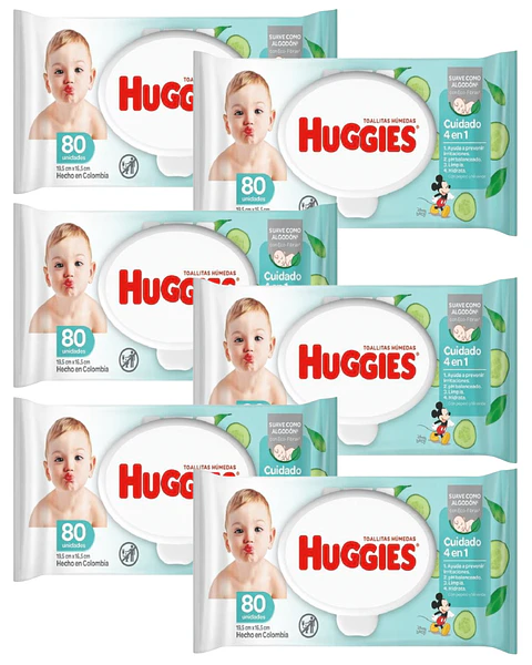 Toallitas Humedas 6 Bolsas 80 Unid. Huggies Pepino