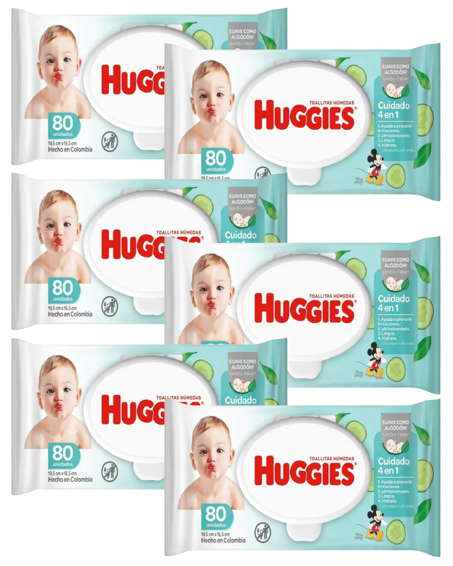 Toallitas Húmedas Huggies Pepino - 6 Bolsas 80 Un. 1