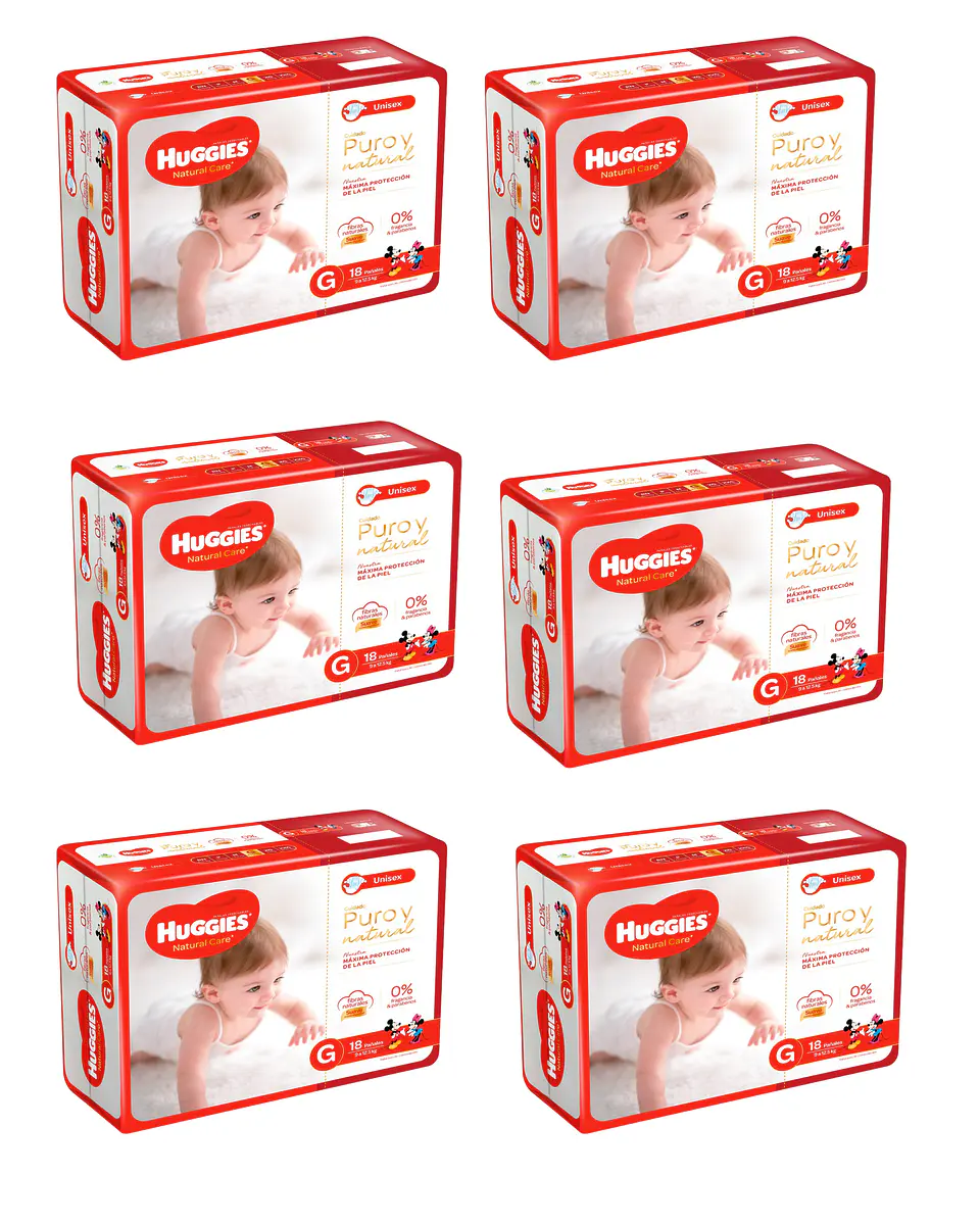 Pañales Huggies Natural Care 108 Unidades Talla G 1