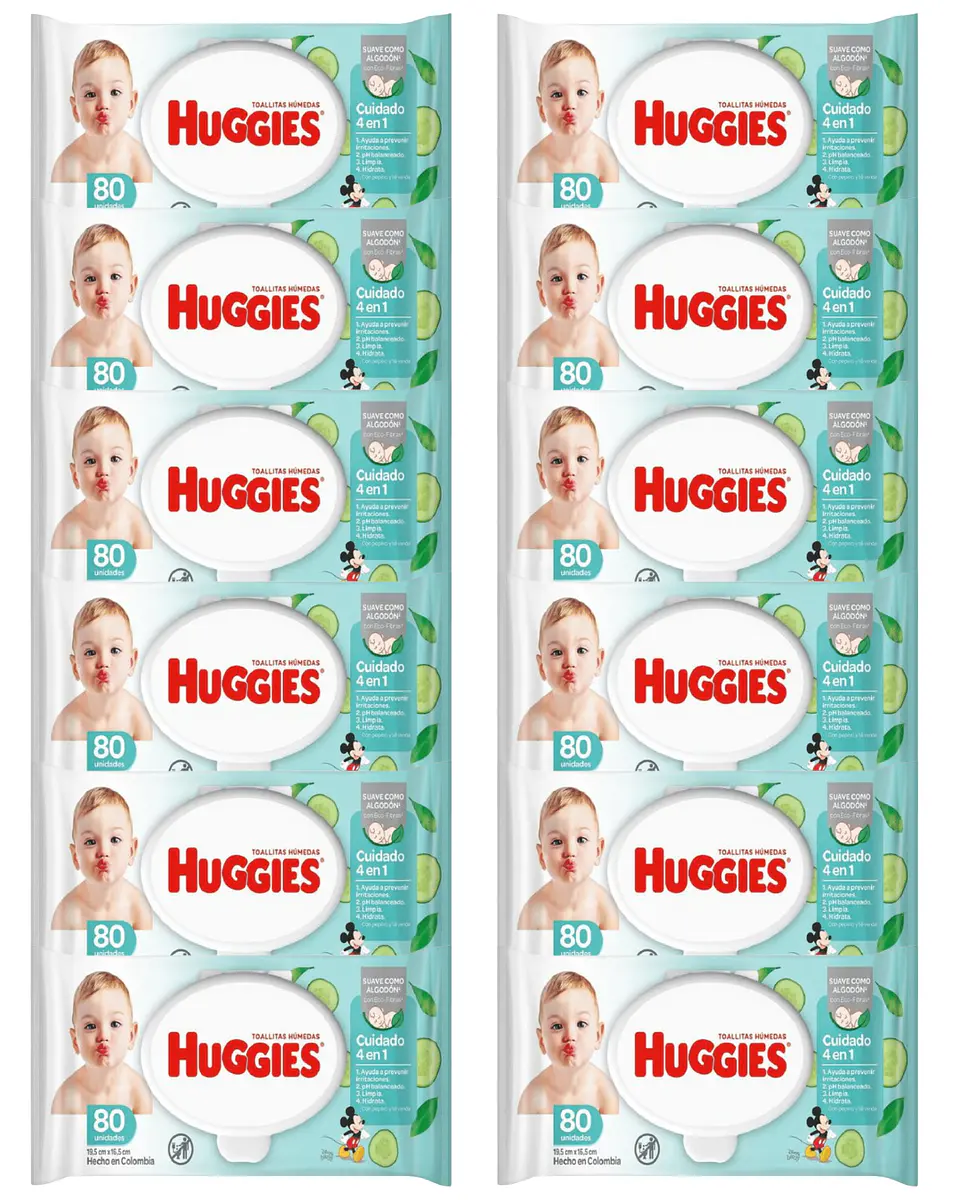 Toallitas Humedas Huggies Pepino 12 Paquetes X 80 Un. 2