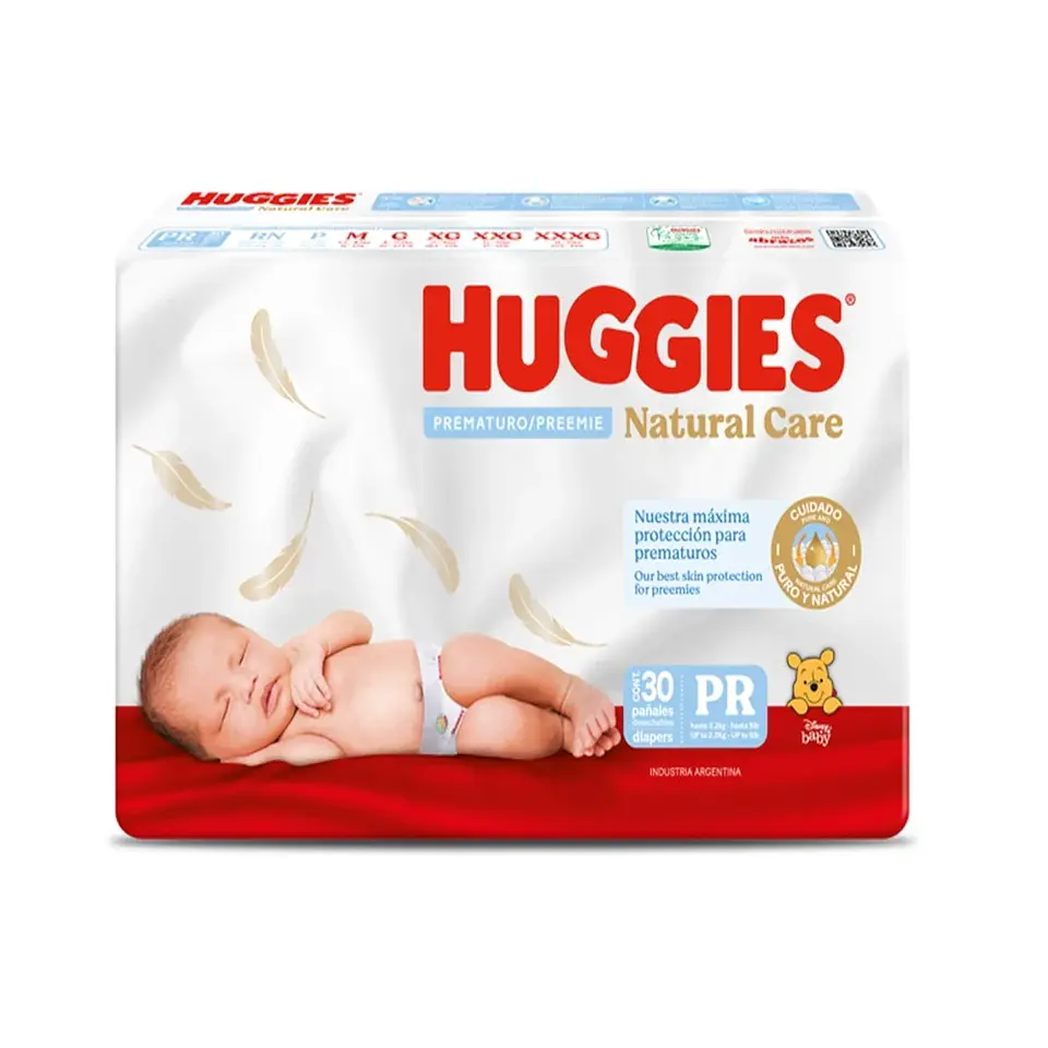 4 Paquetes Pañales Huggies Natural Care Prematuro 30 Un.  2
