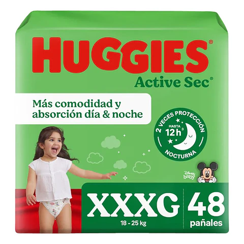 Pañales Huggies Active Sec - Talla Xxxg 48