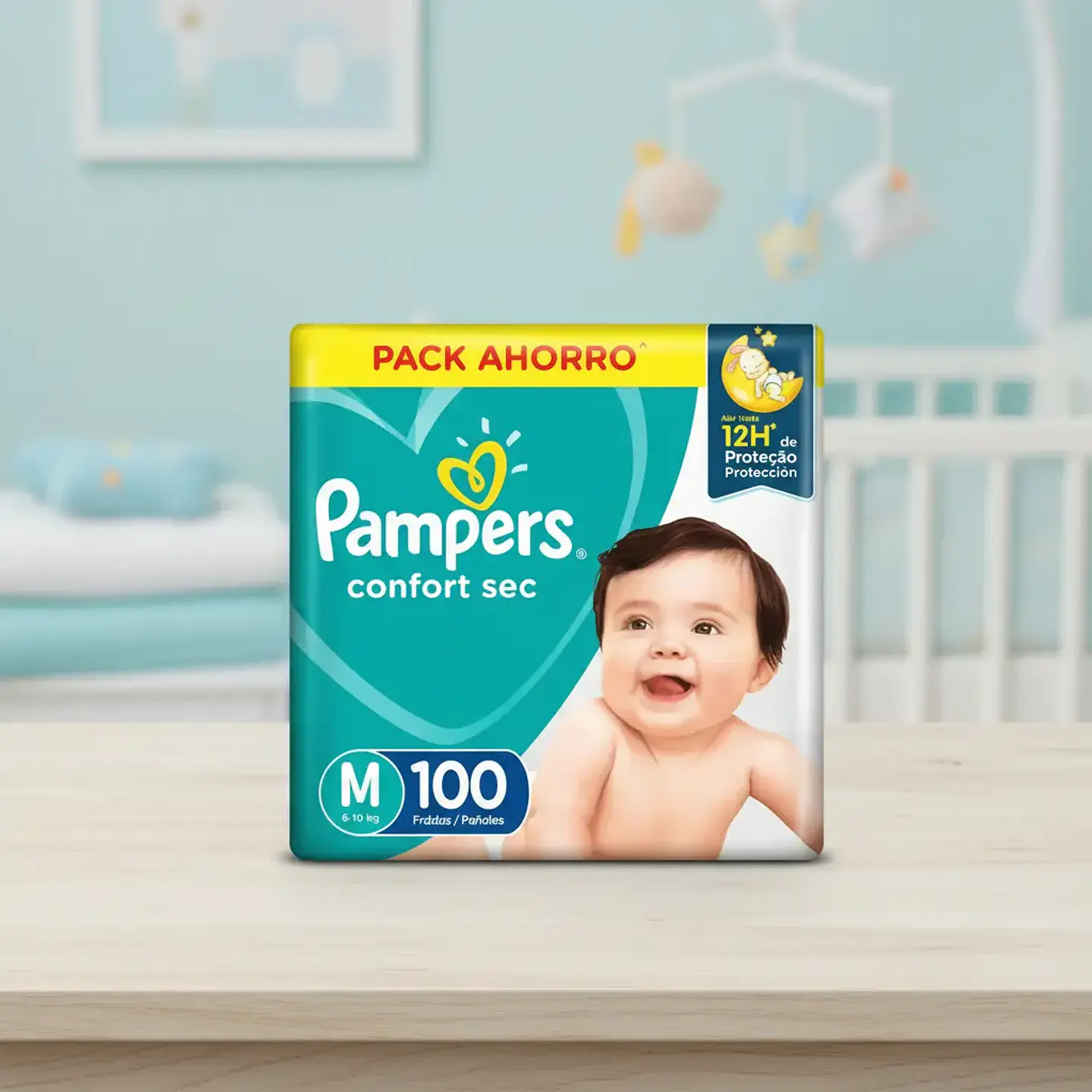 Pañal Pampers Confort Sec Mediano (M) para Bebés de 6 a 10 kg, 100 Unidades 2