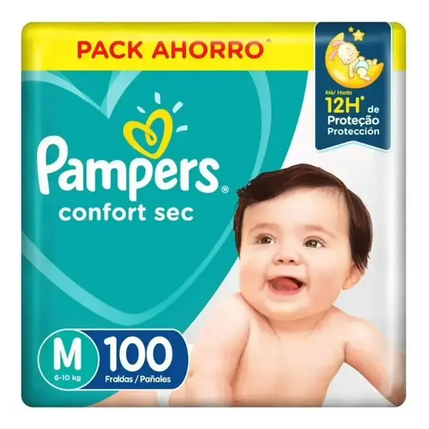 Pañal Pampers Confort Sec Mediano (M) para Bebés de 6 a 10 kg, 100 Unidades 1