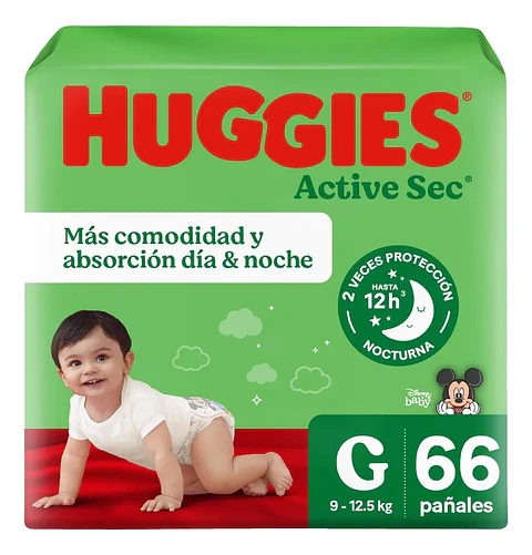 Pañales Huggies Active Sec Talla G De 66 Unidades Grande (g) Sin Género