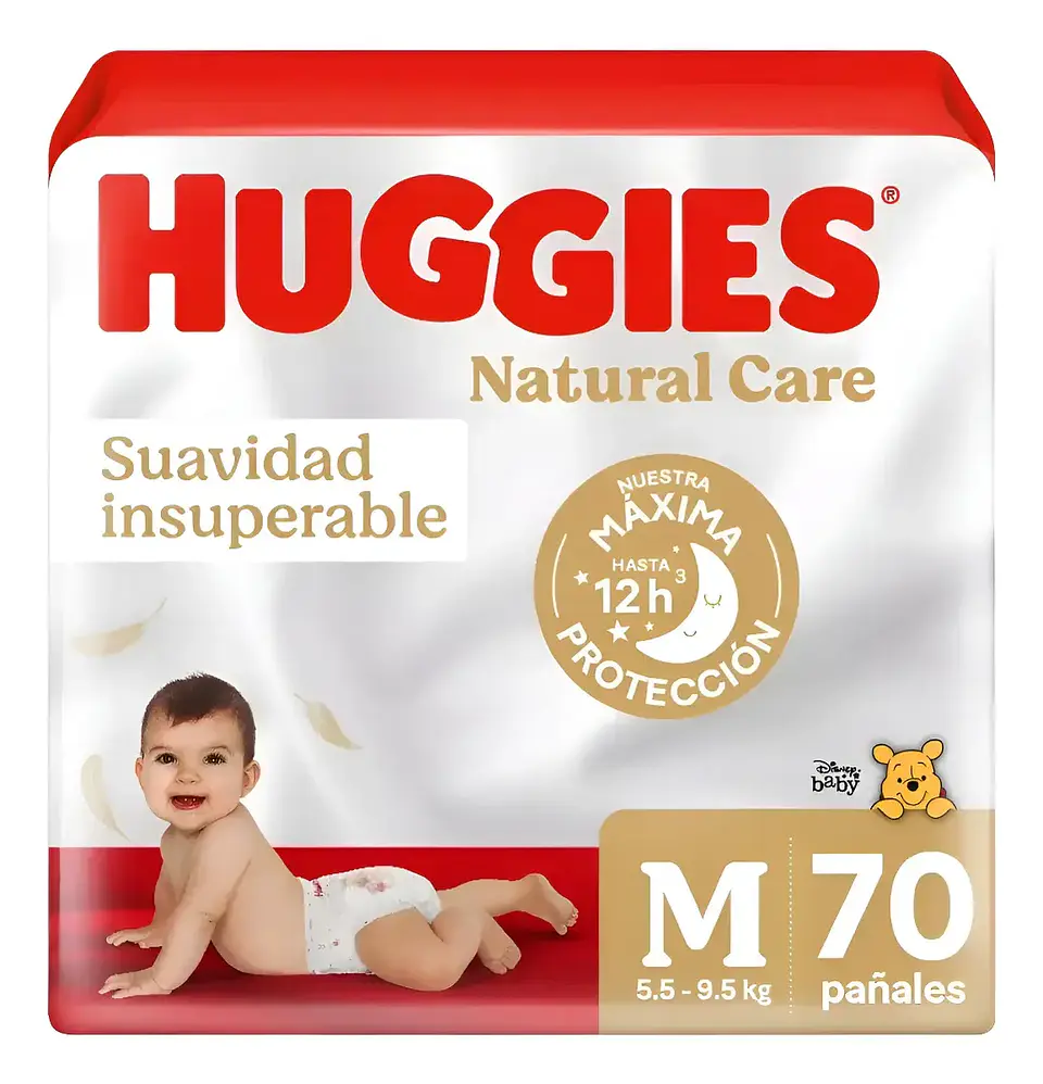Pañales Huggies Natural Xtra Care M X 70 Pañales Mediano (m) Sin Género 1