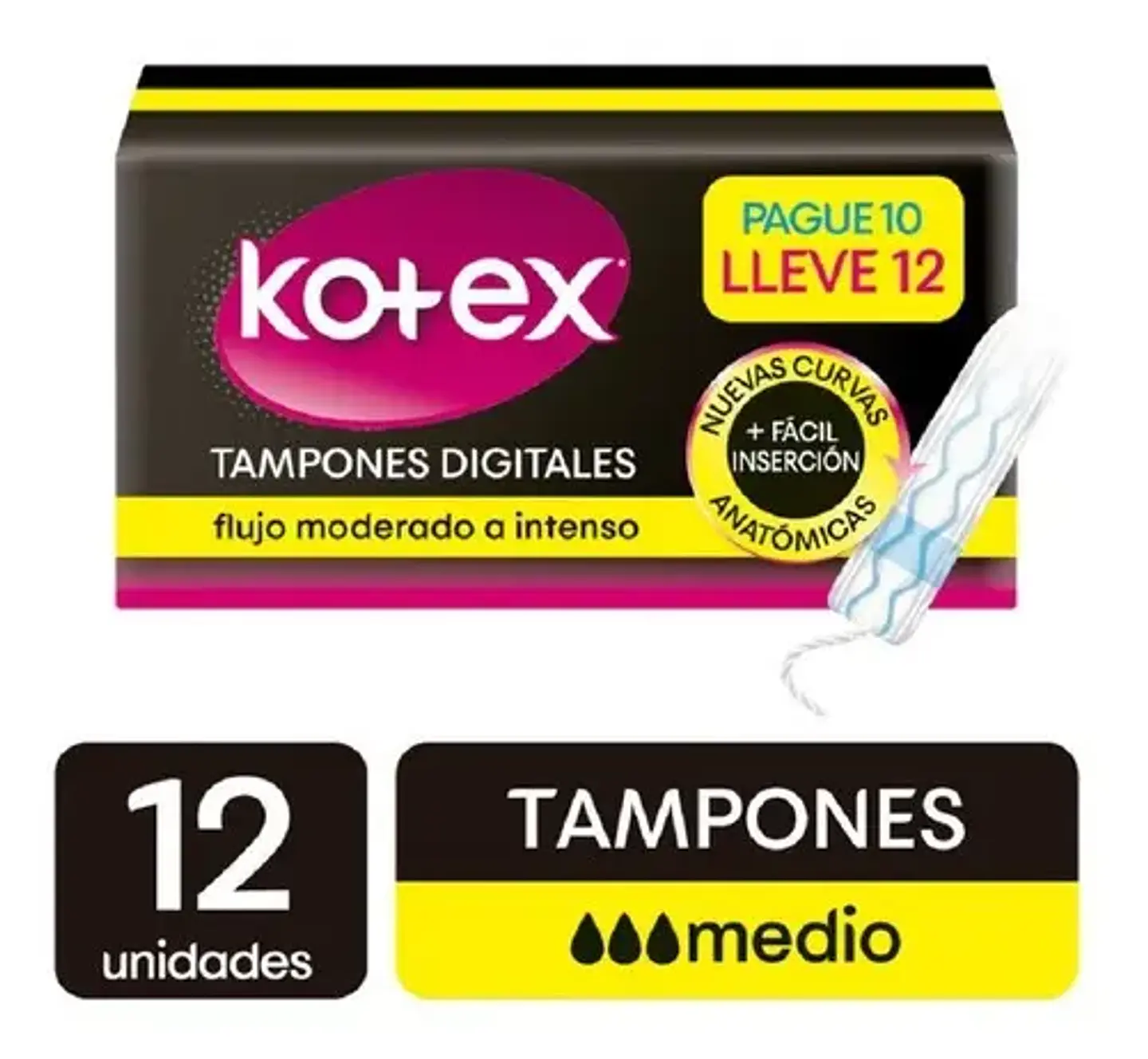 Tampones Kotex Digital Flujo Moderado X 12und 1