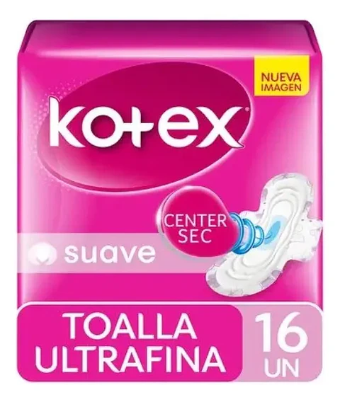 Toalla Femenina Kotex Ultrafina Suave C/a - 16 Uds