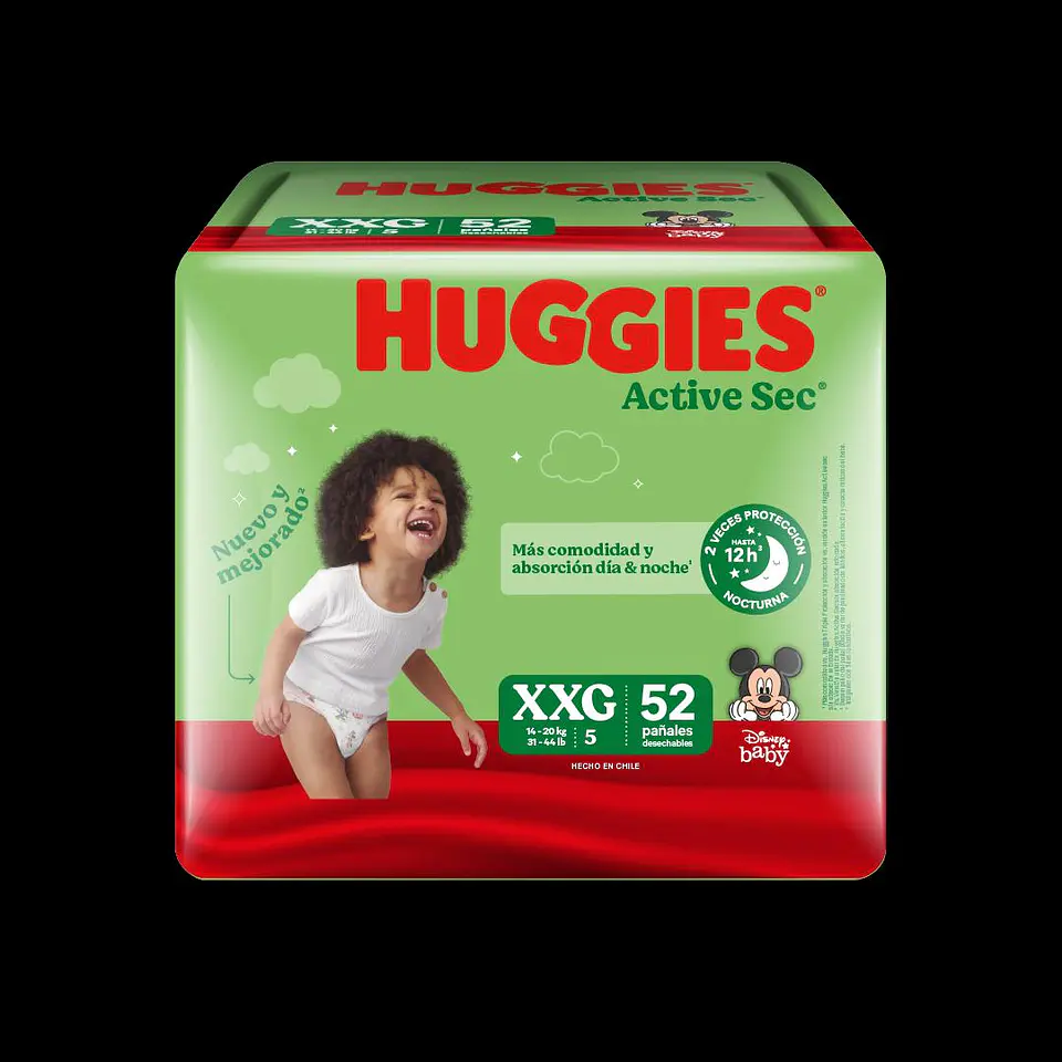 Pañales Huggies Active Sec 52 Un. Talla XXG 4