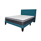 Cama Europea King Base Dividida + Respaldo Capitones Turquesa+Colchon - Miniatura 4