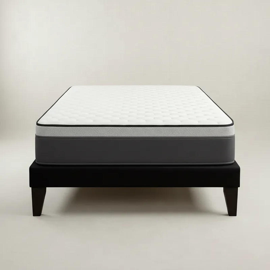 CAMA EUROPEA SUPER KING BASE DIVIDIDA NEGRA + COLCHON 200X200X28 2