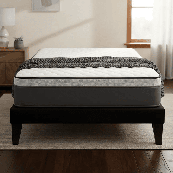 CAMA EUROPEA SUPER KING BASE DIVIDIDA NEGRA + COLCHON 200X200X28 1