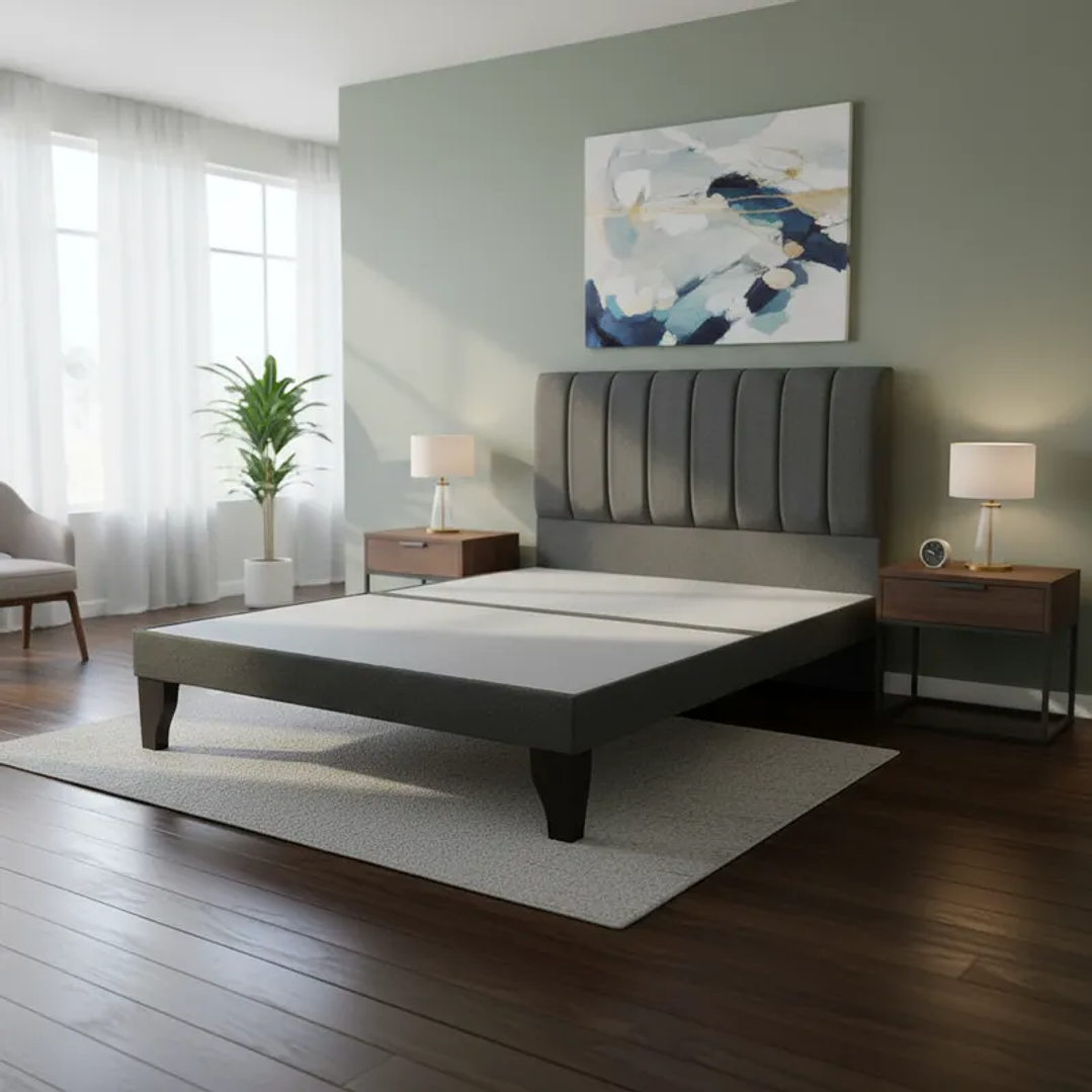 Cama Europea KING Base Dividida + Respaldo Franjas  2