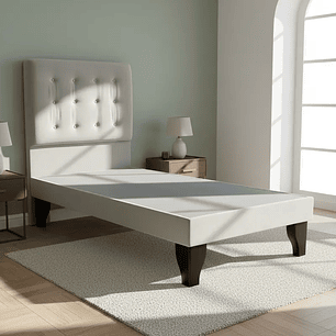 Cama 1 Plazas Incluye Base + Respaldo Abotonado