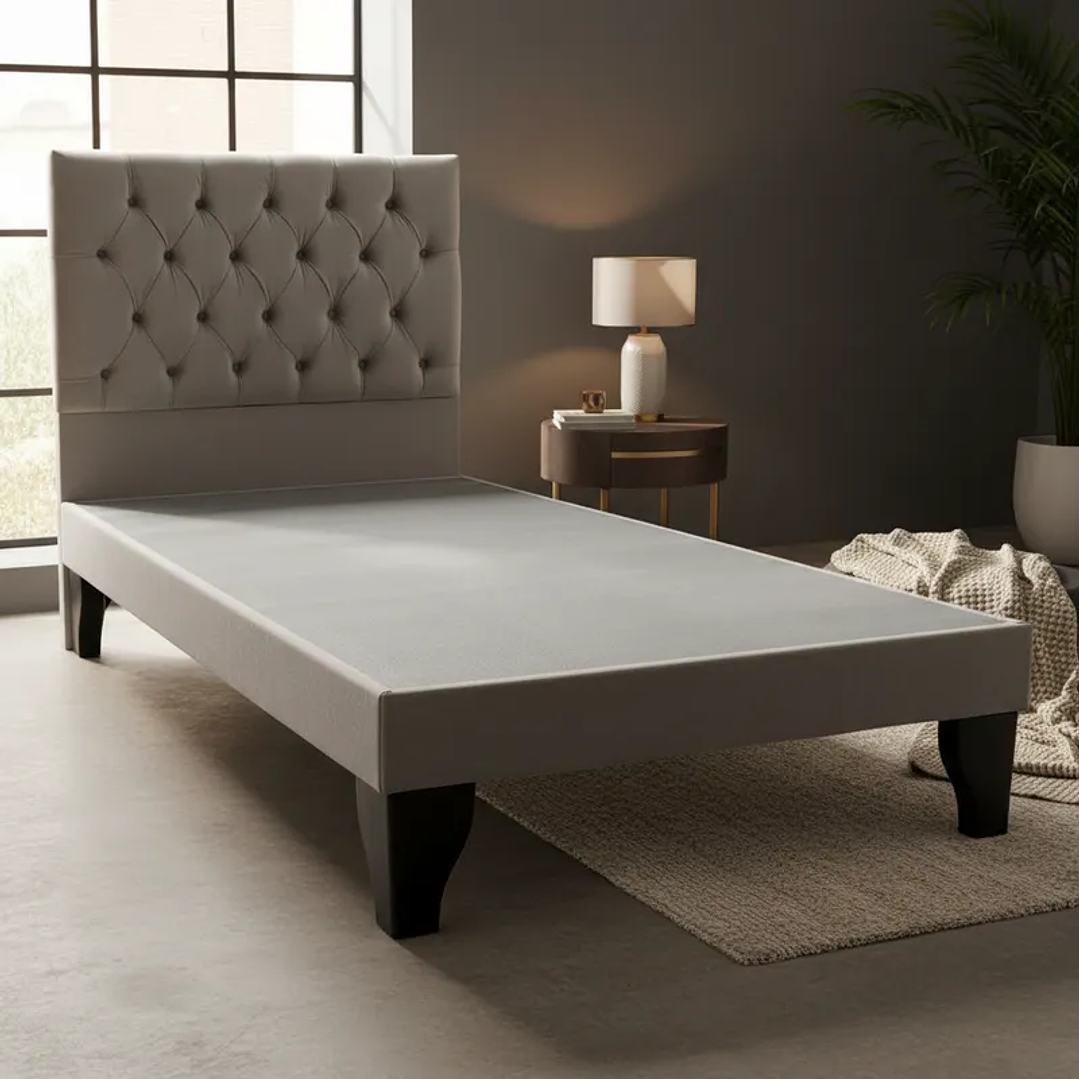 Cama 1 Plazas Incluye Base + Respaldo Capitones 1