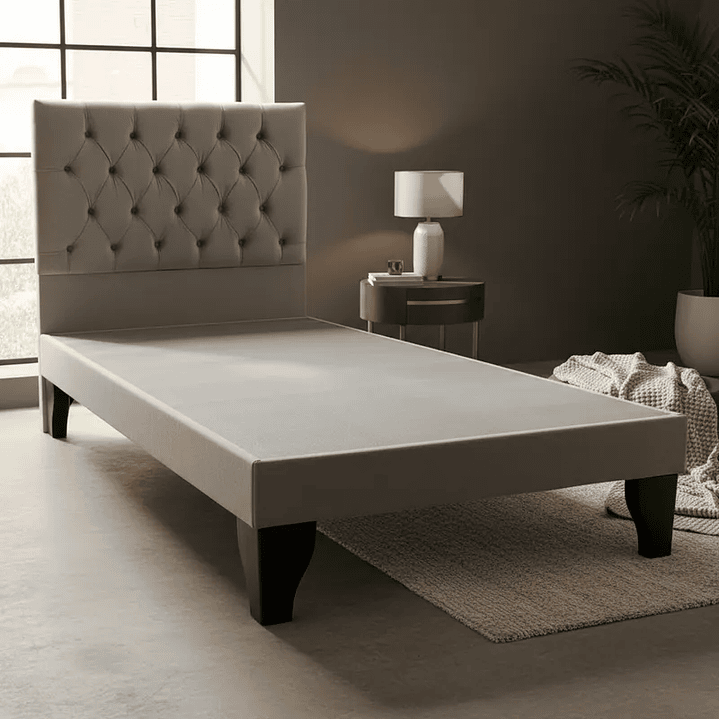 Cama 1 Plazas Incluye Base + Respaldo Capitones 1