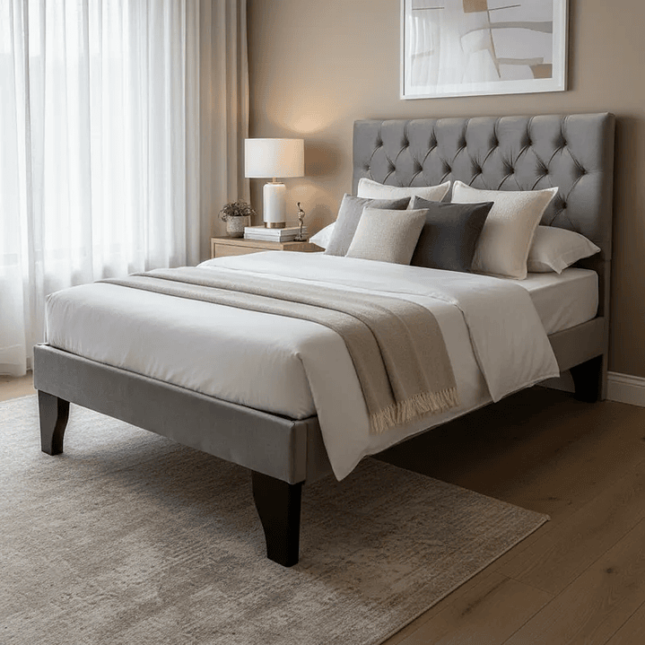 Cama 1,5 Plazas Incluye Base + Respaldo Capitones 3