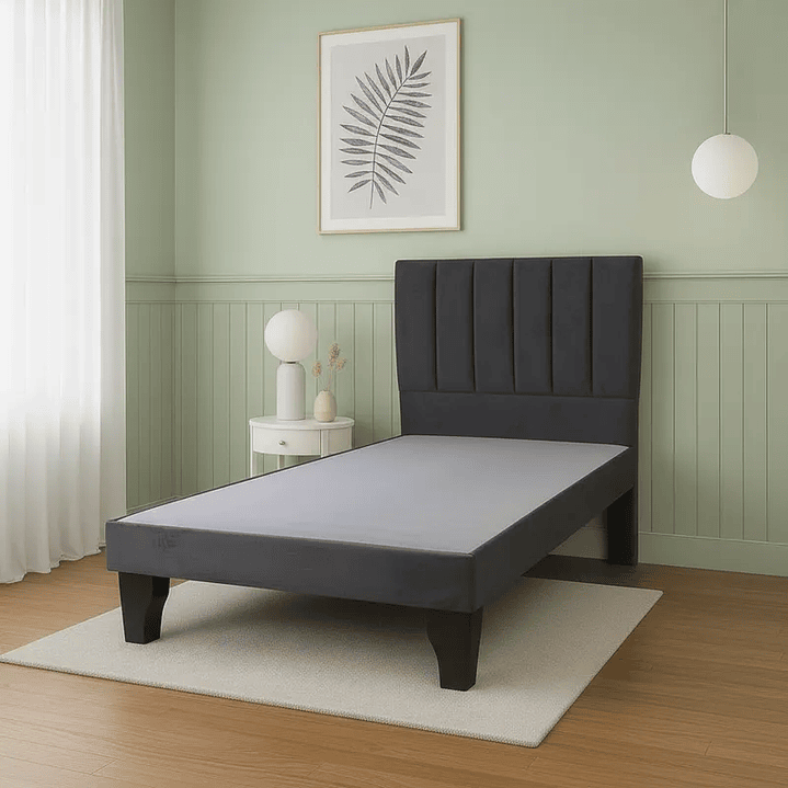 Cama 1 Plazas Incluye Base + Respaldo Franjas  2