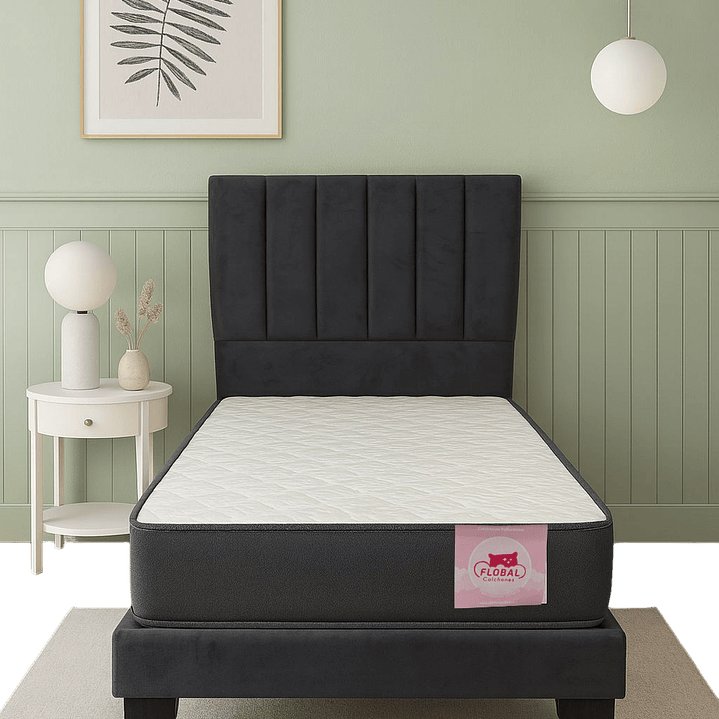 CAMA 1,5 PLAZAS  + RESPALDO Franjas + COLCHON   105X190CM  1