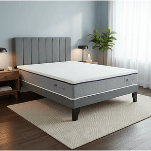 Cama Europea Super king Plazas + Respaldo Franjas + Colchón Lumbarfit