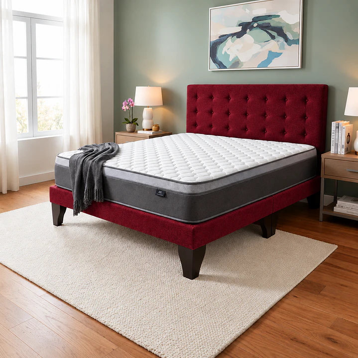 Cama Europea Super King Abotonada con Colchón Pillow Top 30cm 7