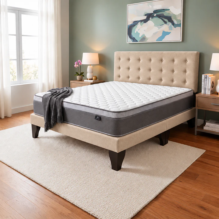 Cama Europea Super King Abotonada con Colchón Pillow Top 30cm 9