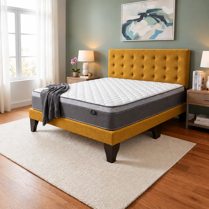 Cama Europea Super King Abotonada con Colchón Pillow Top 30cm 8