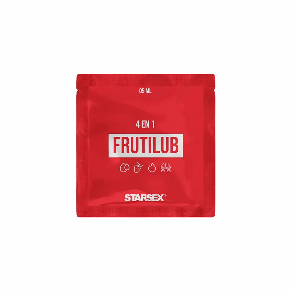 Sachet Lubricante Híbrido FrutiLub 5ml - Efecto Calor y Sabor Frutilla 1