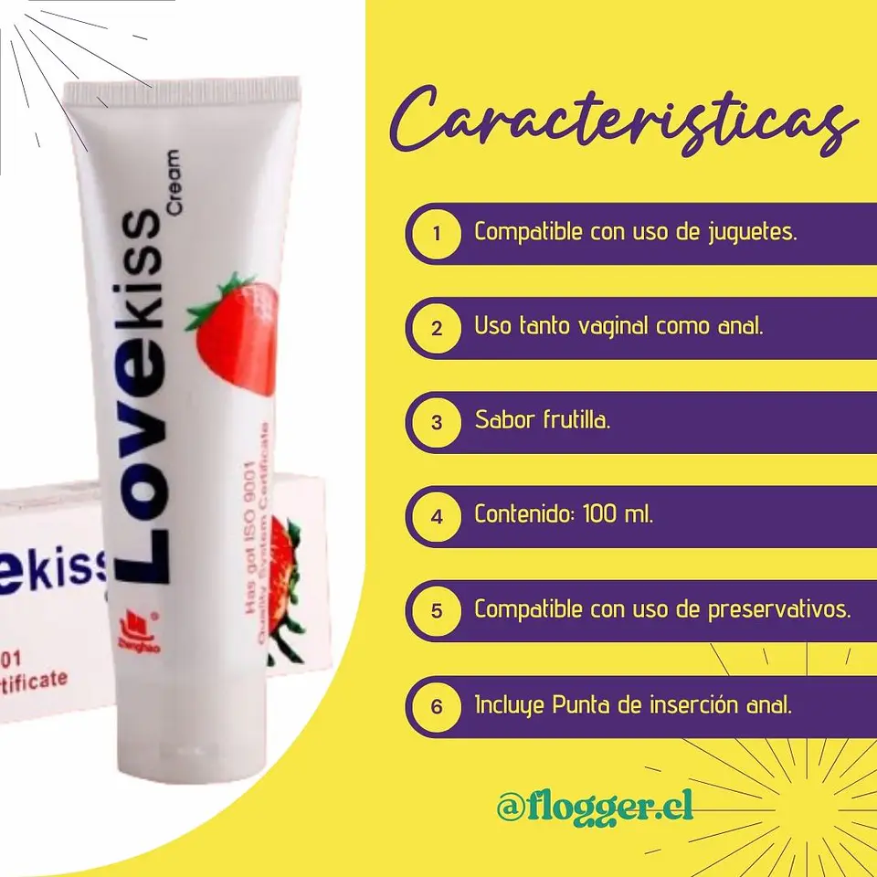 Lubricante LoveKiss sabor frutilla 2