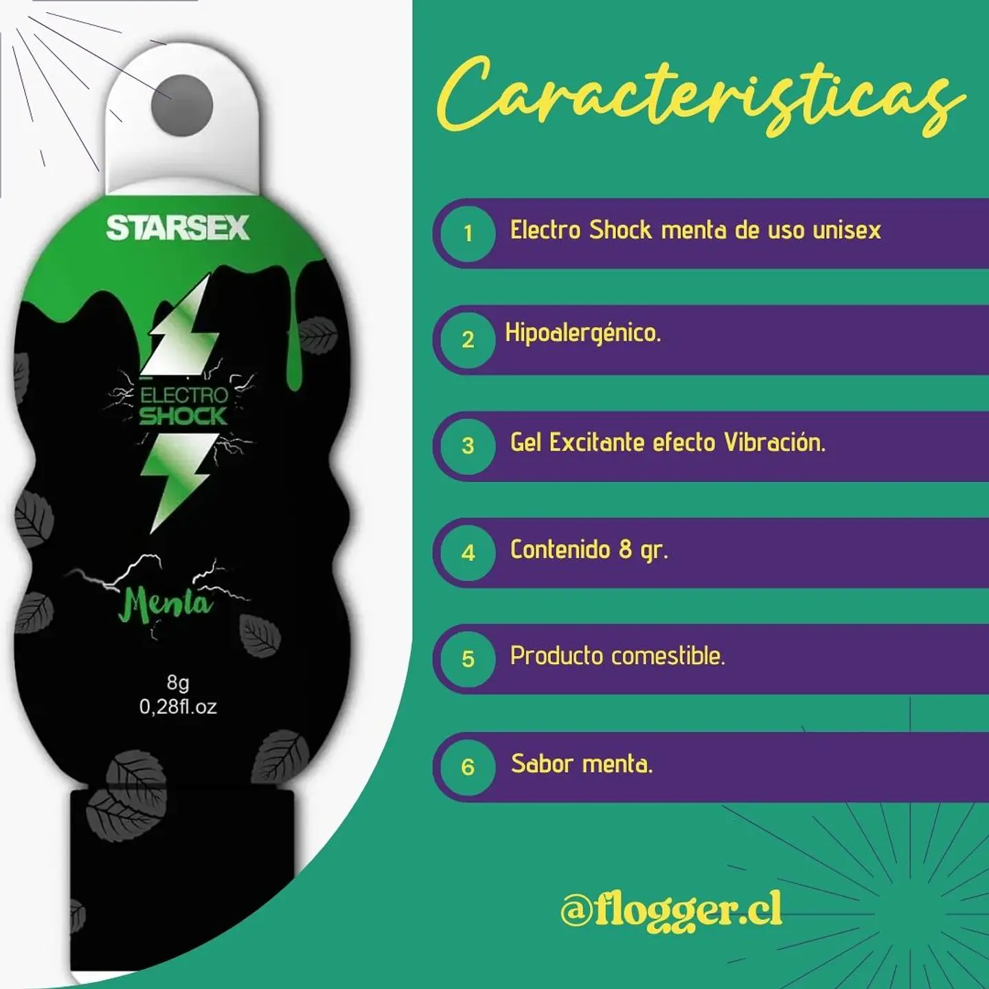 Gel Estimulante Electro Shock Menta 8g - Efecto Vibración Líquida 3