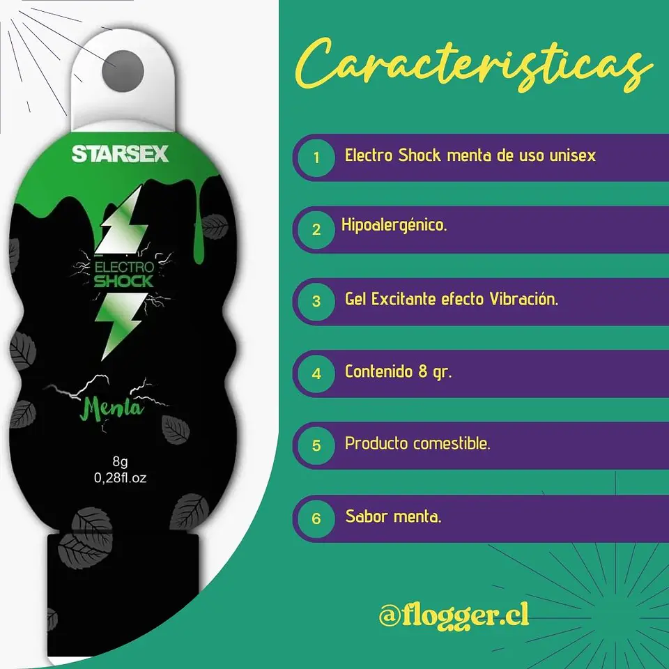 Gel Estimulante Electro Shock Menta 8g - Efecto Vibración Líquida 3