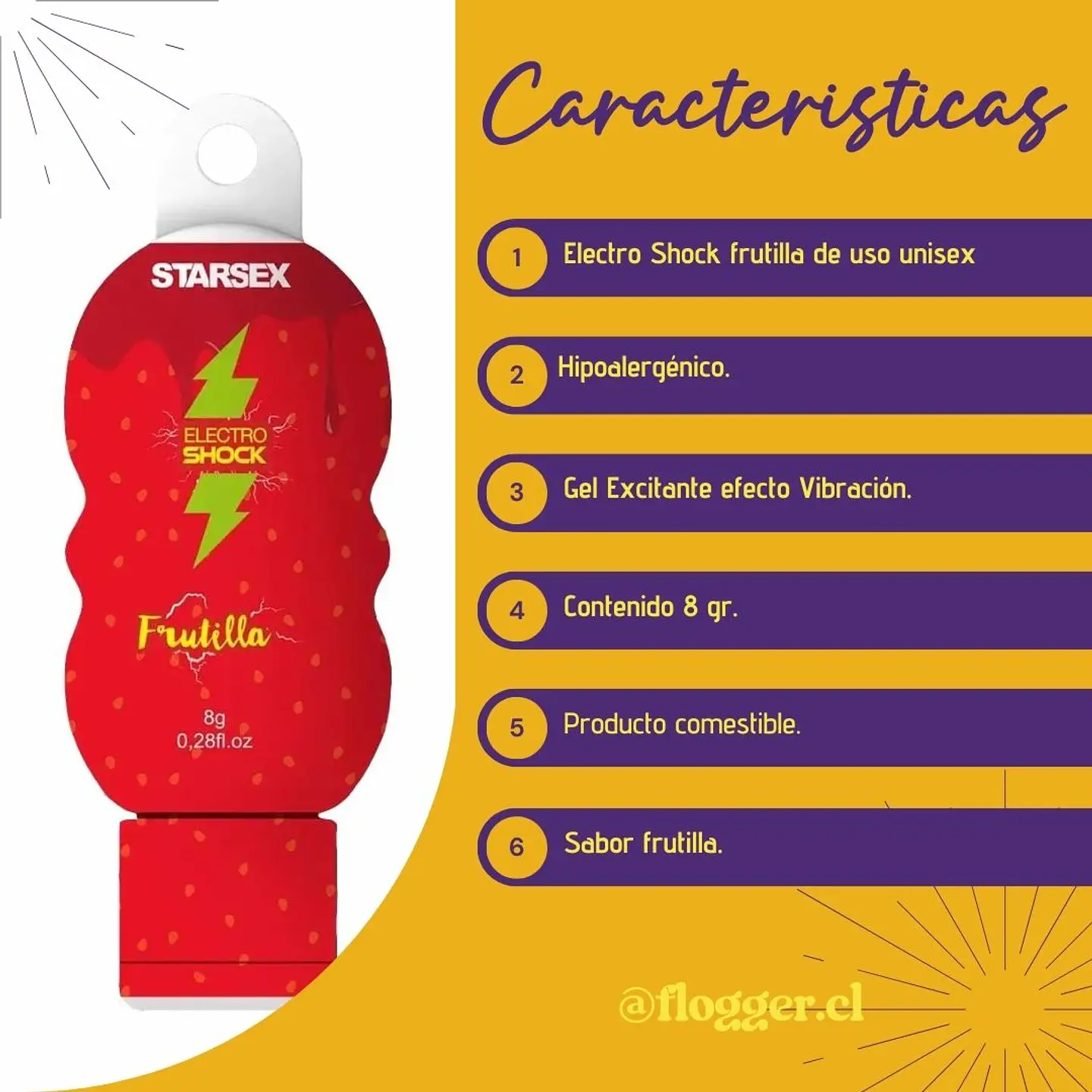 Gel Estimulante Electro Shock Frutilla 8g - Efecto Vibración Líquida 3