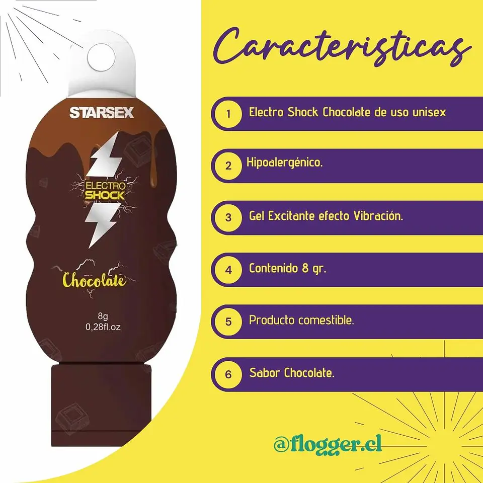 Gel Estimulante Electro Shock Chocolate 8g - Efecto Vibración Líquida 3