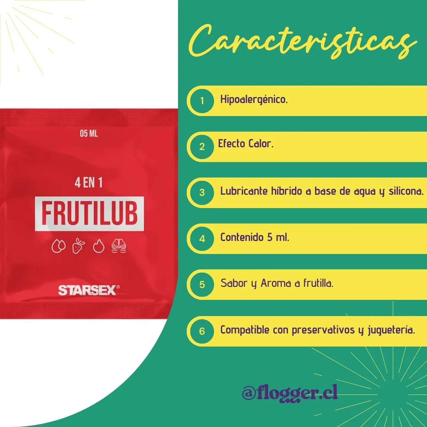Sachet Lubricante Híbrido FrutiLub 5ml - Efecto Calor y Sabor Frutilla 3