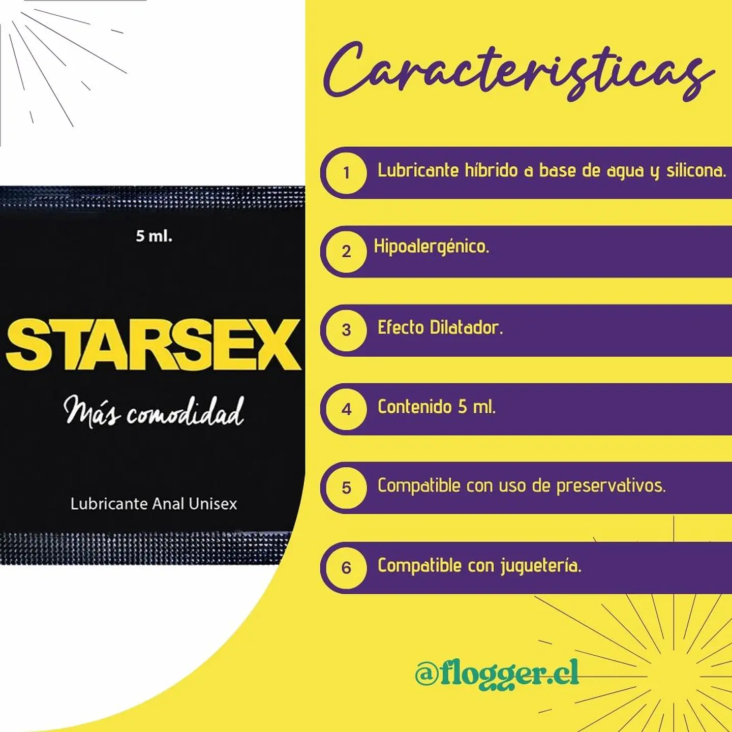 Sachet Lubricante Dilatador Anal Starsex 5ml - Base Híbrida y Confort 3