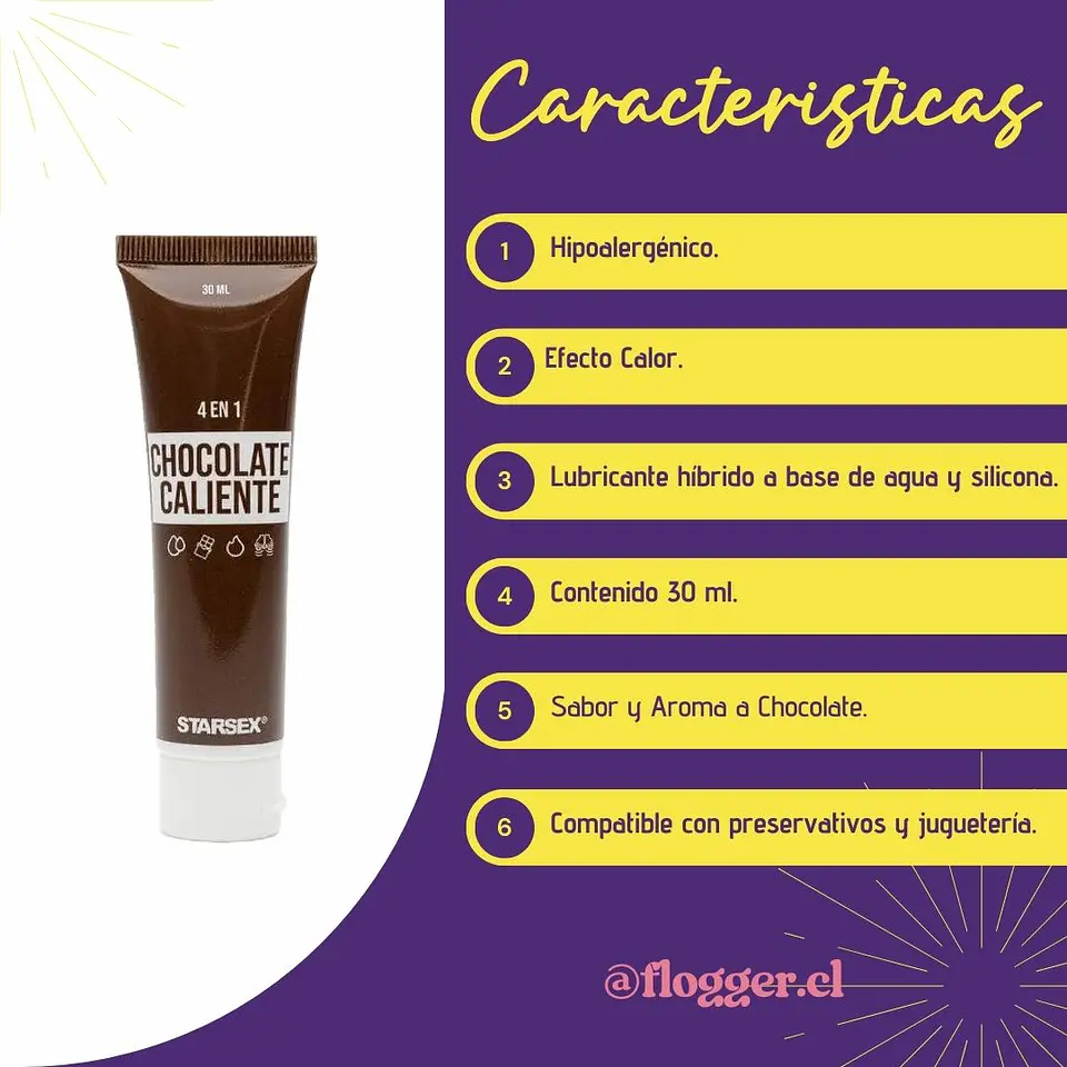 Lubricante 4 en 1 Chocolate Caliente Starsex 30ml - Saborizado y Térmico 3