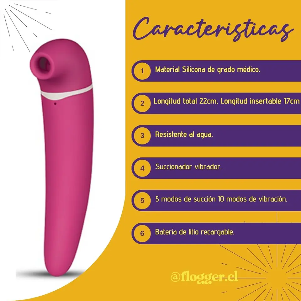 Succionador y Vibrador Clitorial Danny LOVETOY 6