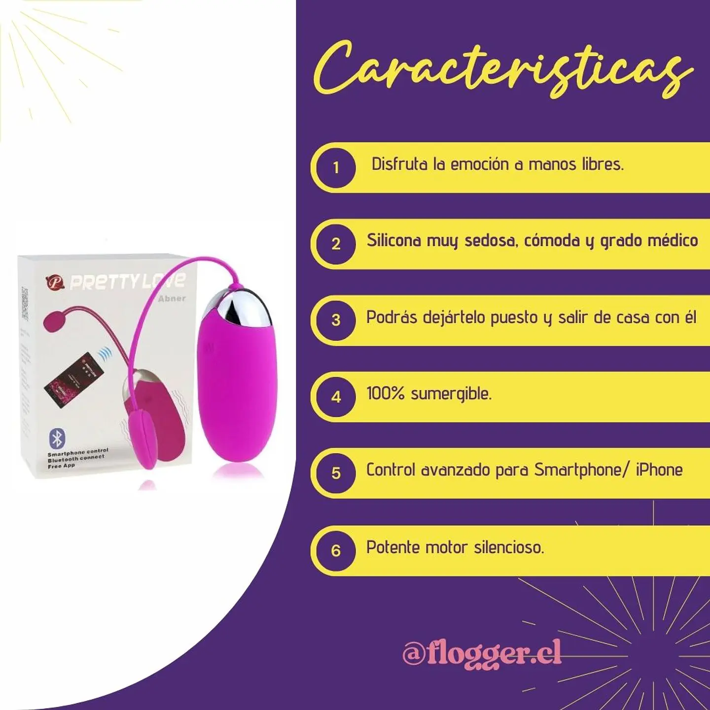 Huevo Vibrador Smart Abner Pretty Love - Control por App y Bluetooth 7