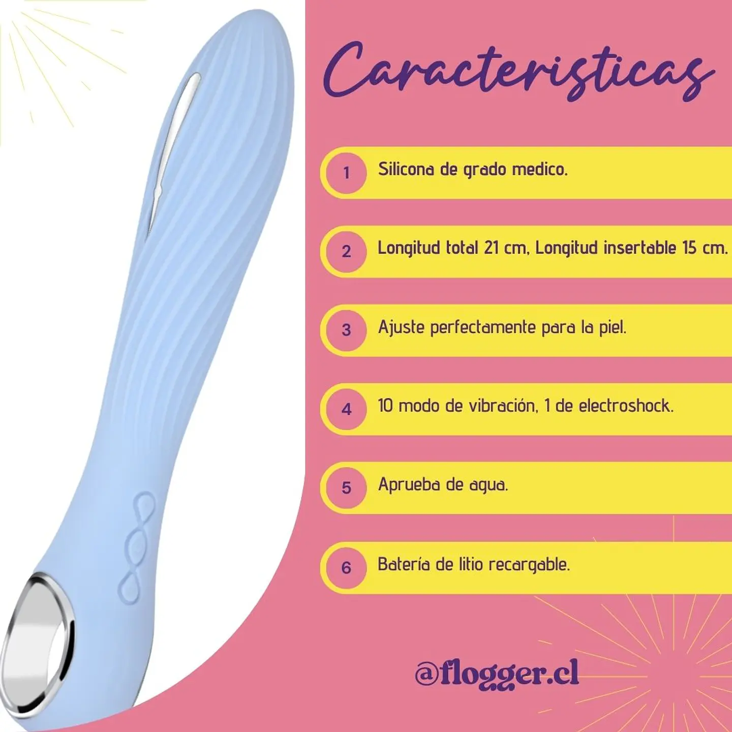 Vibrador en Espiral Electra con Electroshock - 21 cm, Silicona Médica y 10 Modos 4