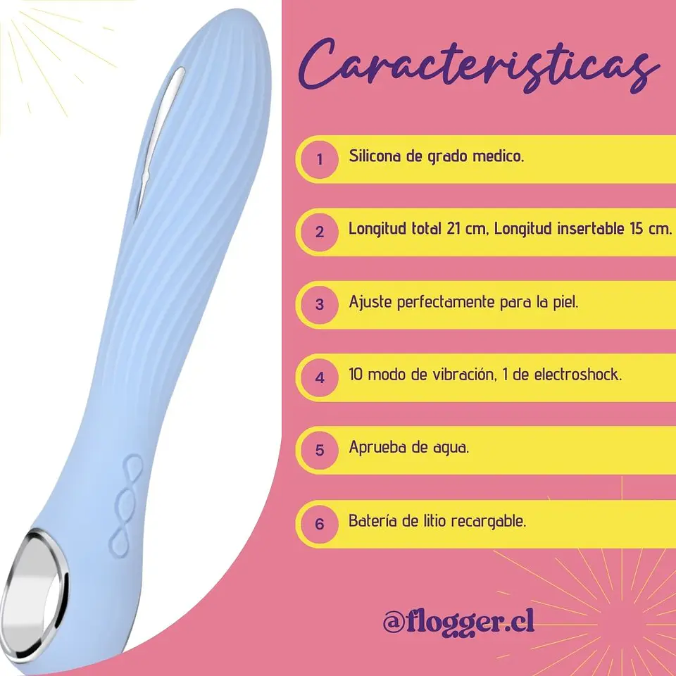Vibrador en Espiral Electra con Electroshock - 21 cm, Silicona Médica y 10 Modos 4